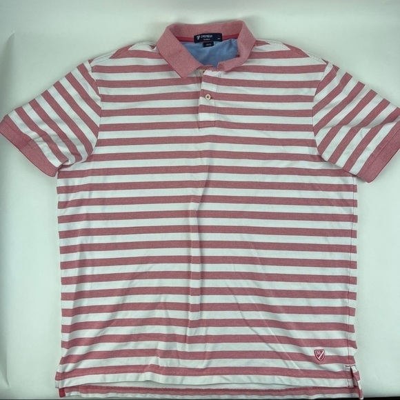 Cremieux Classics Polo Mens XL Pink White Striped - Picture 1 of 8